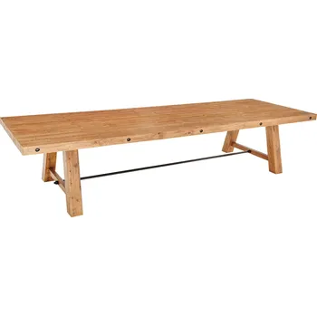 Jídelní stůl Masivní dřevěný jídelní stůl FINCA – borovice vintage hnědá / kovové detaily / 400 cm