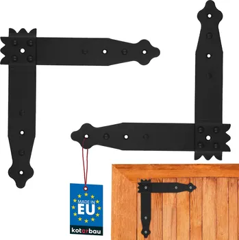 Dveřní kování Rohový roh pro okenice kované železo retro černý 20x20 cm sada 2 ks. - 200x200 mm