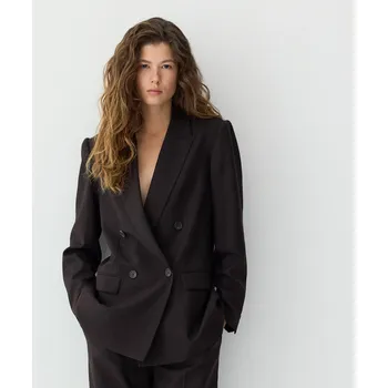 Dámské sako Reserved - Blejzr s příměsí vlny - tmavě hnědá - 982HF-89X - 982HF-89X-XS