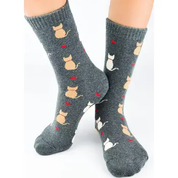 Dámské punčochy Dětské - dámské froté ponožky Cats N - 31-34 / grafitová