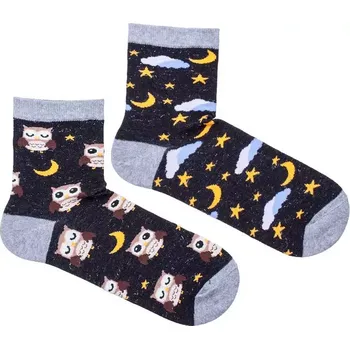 Dámské punčochy Dámské nestejné ponožky Sovička - 37-41 / černá