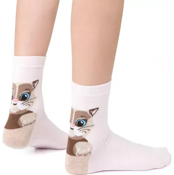 Dámské ponožky Dámské ponožky S kočičkou - 38-40 / světle růžová