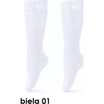 Dámské punčochy Dívčí ažúrové podkolenky SK-73 - 21-23 / bílá - 01