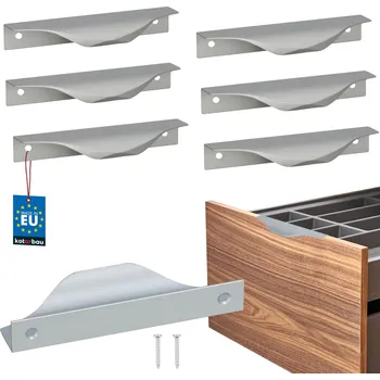 Nábytkové kování Hranatá nábytková úchytka moderní hliník stříbrná 96 mm sada 6 ks. - 96 mm \ stříbro