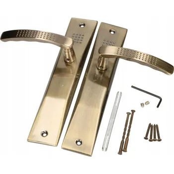 Dveřní kování Klika bez zámku hladká dlouhá rozeta patina 72 mm