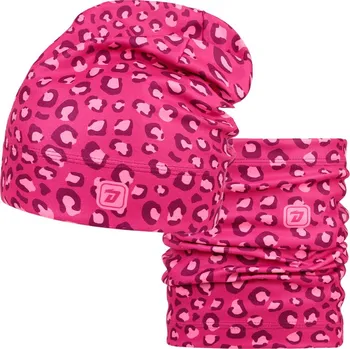 Čepice Set fleecové čepice a nákrčníku Yetti - vzor 57 - růžová - leopard 48 - 50