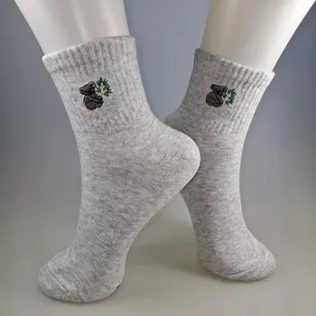 Dámské ponožky Dámské ponožky s koalou - 35-38 / světle šedý melír