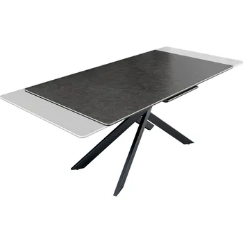 Jídelní stůl Jídelní stůl ALPINE – keramický mramorový vzhled a kov / šedý / 160–200 cm