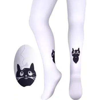 Dámské punčochy Dívčí punčocháče Černý kocour 40 den - 104-110 / bílá