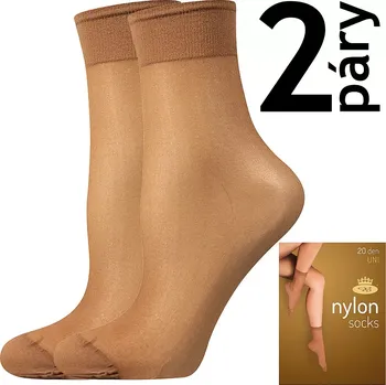 Dámské punčochy Ponožky Nylon socks B 20 DEN - 2 páry - visone