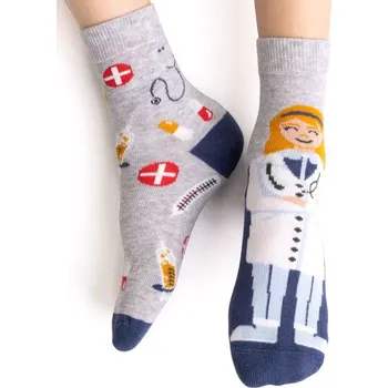 Dámské punčochy Dívčí nestejné ponožky Lékařka - 29-31 / světle šedá