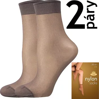 Dámské punčochy Ponožky Nylon socks B 20 DEN - 2 páry - fumo