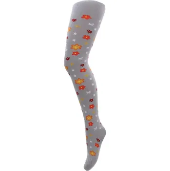 Dámské oblečení Dívčí punčocháče Kytička - 116-122 / šedá