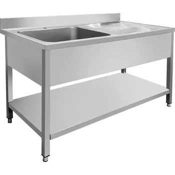 Nerezový dřez vasegastro Nerezový dřez vlevo s odkapávací plochou a policí 120x60x87cm