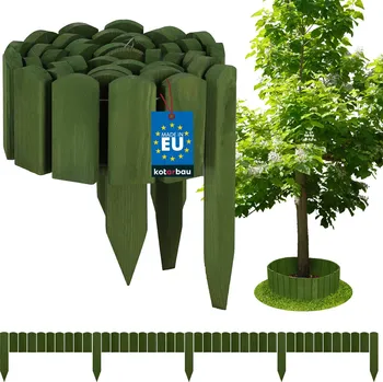 Zahradní obrubník Zahradní plot palisádový dřevěný obrubník hnaný zelený 200x10 cm - zelená \ 10 cm