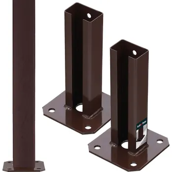 Příslušenství pro plot Podstava sloupu, připevnitelná 60x40 mm, sada 2 ks - Barva hnědá - hnědá