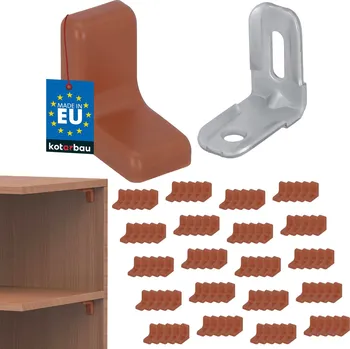 Komandorek nábytková úhlová konzola s víčkem ořech sada 100 ks. - ořech