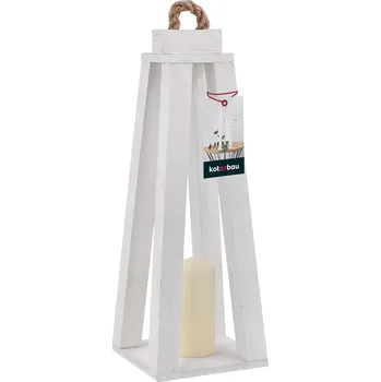 Svícen Dřevěná kuželová lucerna na svíčku domácí zahrada bílá 13,5x13,5 cm - bílá \ 13,5x13,5 cm