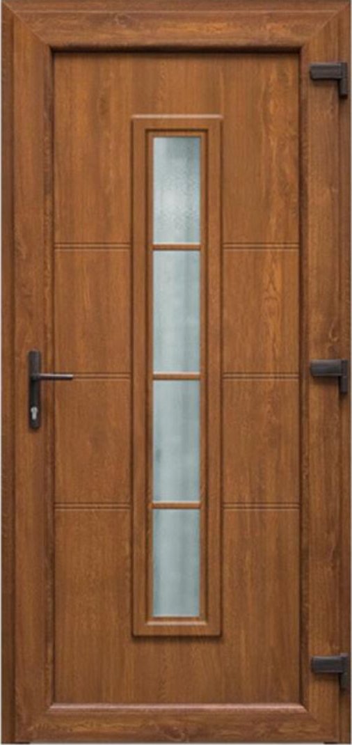 CanDo Dveře vchodové plastové Tenerife, zlatý dub, pravé, 98x208cm