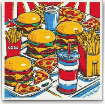 Diamantové malování Diamantové malování - Pop art - Fast food Velikost: 50x50cm, Rámování: Pouze srolované plátno, Diamanty: Kulaté