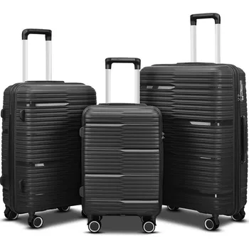 Sada cestovních kufrů 3ks Barut Černé ABS 4 kolečka 360° teleskopická rukojeť M19061
