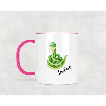 Domovi Plastový hrnek s vlastním jménem Had 330ml Barva ucha a zevnitř: Růžová