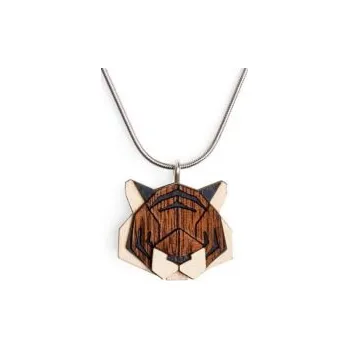Přívěsek Dřevěný přívěsek BeWooden Tiger Pendant na krk s řetízkem zdarma - AP13