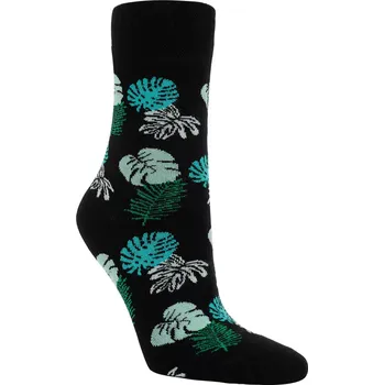 Dámské ponožky Dámské bambusové ponožky Barevné listí - 39-42 / zelená