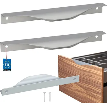 Nábytkové kování Hranatá nábytková úchytka moderní hliník stříbrná 160 mm sada 2 ks. - 160 mm \ stříbro