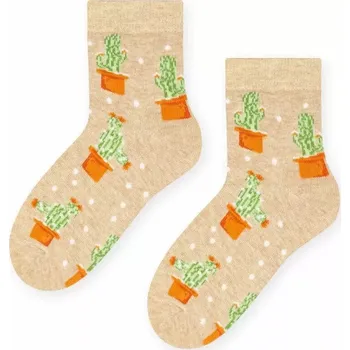 Dámské punčochy Dětské ponožky Kaktusy - 26-28 / béžová