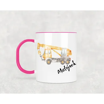 Domovi Plastový hrnek s vlastním jménem Jeřáb 330ml Barva ucha a zevnitř: Růžová