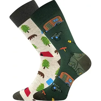 Pánské nestejné ponožky Camping - 39-42 / zelená