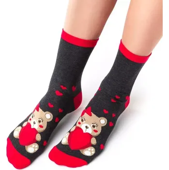 Dámská móda Dámské ponožky Zamilovaný méďa - 35-37 / tmavě šedá