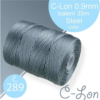 Nit Nylonová nit C-Lon pevná korálková nit. Barva 289 Steel. Síla nitě 0,9mm. Balení 35m na cívce.