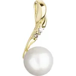 Evolution Group s.r.o. Zlatý 14 karátový přívěsek žluté zlato s bílou říční perlou a zirkony 94PZ00007