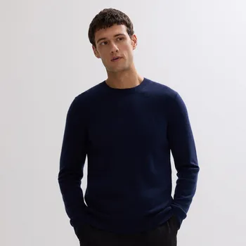 Pánský svetr Reserved - Svetr z vlny s přídavkem kašmíru - tmavomodrá - 439GQ-59X - 439GQ-59X-M