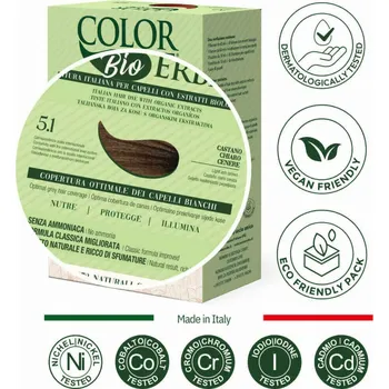 Barva na vlasy Color Erbe BIO Barva na vlasy Světle popelavě hnědá 5.1 - 1 kus