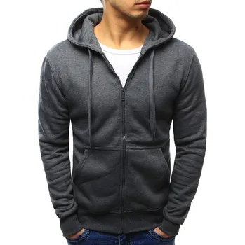 Pánská mikina Dstreet Pánská mikina rozepínací s kapucí černá BX2192 Barva: Šedá - tmavě, Velikost: XXL