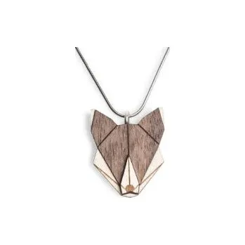 Přívěsek Dřevěný přívěsek BeWooden Wolf Pendant na krk s řetízkem zdarma - AP10