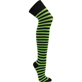 Dámské punčochy Proužkované nadkolenky 4 Fun - 37-41 / černá/zelená