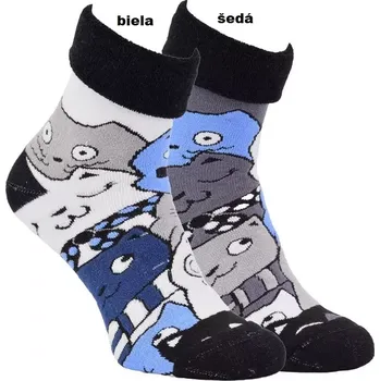 Dámské ponožky Dámské froté ponožky Kočičky - 35-38 / bílá