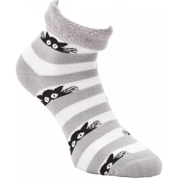 Dámské ponožky Dámské froté ponožky Zvědavá kočka - 35-38 / světle šedá