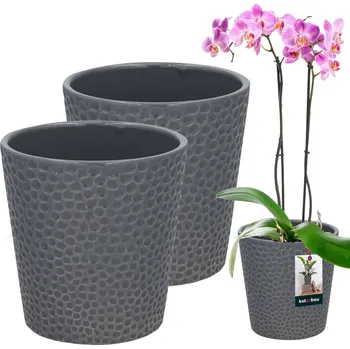 Květináč Keramický květináč popel rostliny orchideje 9,5 cm sada 2 ks. - popel