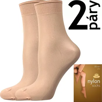 Dámské punčochy Ponožky Nylon socks B 20 DEN - 2 páry - camel