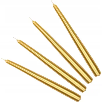 Svíčka Sada kuželových svícnů na 4 svíčky zlatá metalíza - zlatá metalíza