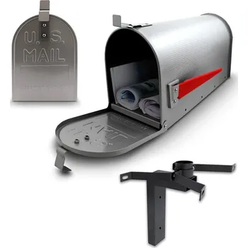 Poštovní schránka Poštovní schránka v americkém stylu Stříbrná + nástěnný držák M13460(13188+13192)