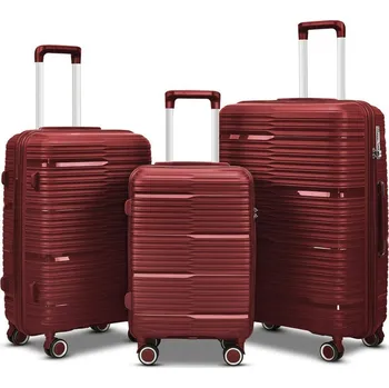 Sada cestovních kufrů 3ks Barut Červené ABS 4 kolečka 360° teleskopická rukojeť M19064