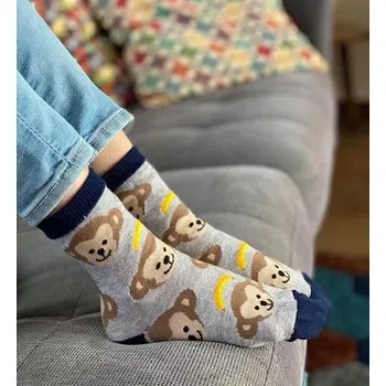 Dámské punčochy Dětské ponožky Opičky M - 35-37 / světle šedá