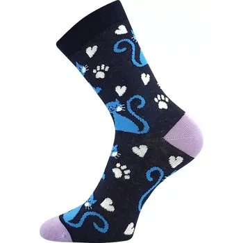 Dámské punčochy Dívčí ponožky Kočička B - 25-29 / tmavě modrá