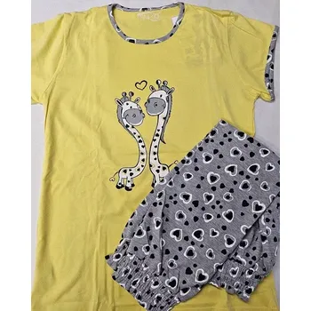 Dětská móda Dívčí pyžamo Happy Animals krátké - 158 / žlutá